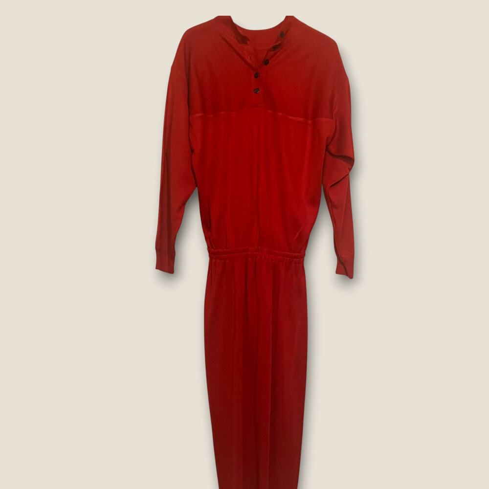 Vintage 80s Vibrant Red Knit Dress - Picture 1 of 10
